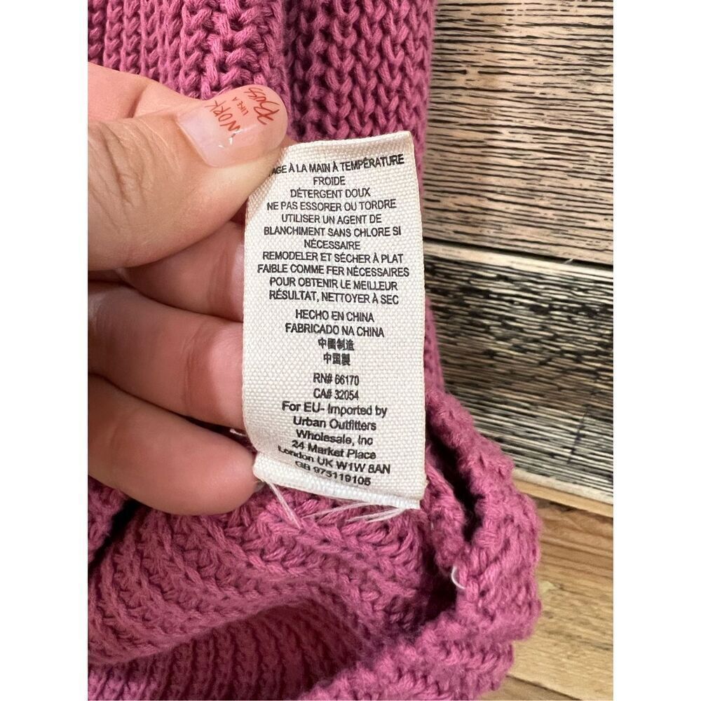 FREE PEOPLE Rose Pink Damsel Bell Sleeve Cotton V-neck Sweater M - Picture 7 of 11